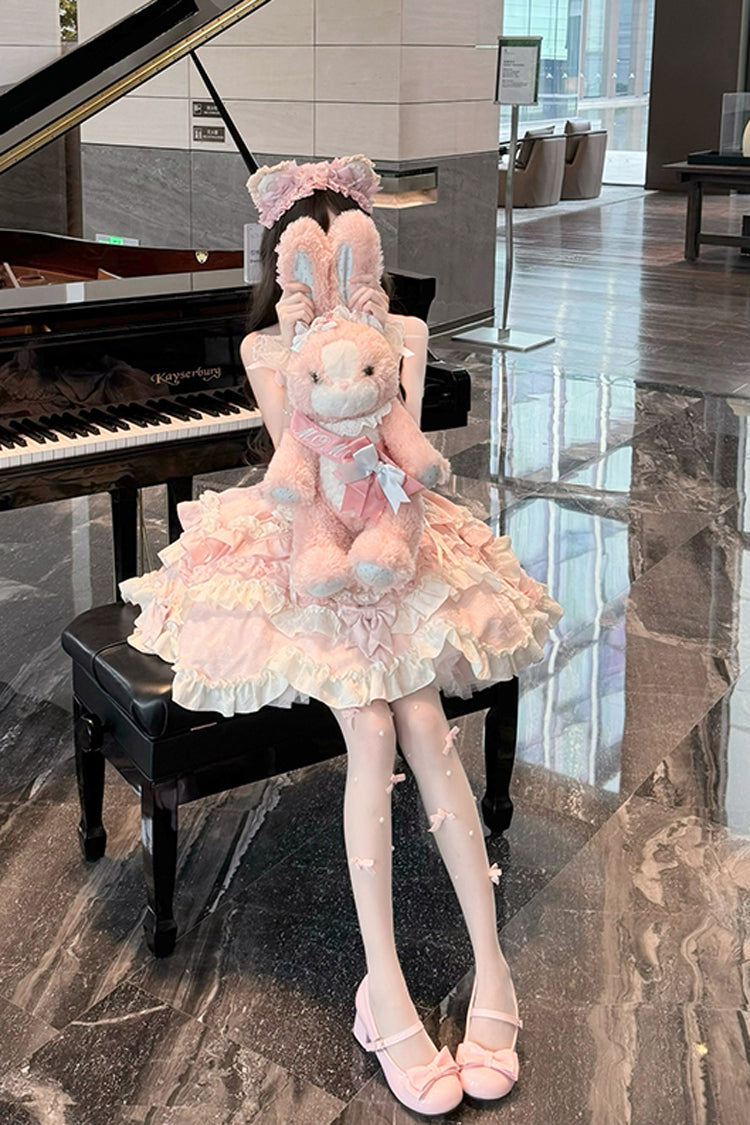 Sweet Lolita JSK - Heart Of Butterfly, Pink, Bow Detail, Ruffled, Embroidered - additional product view 5