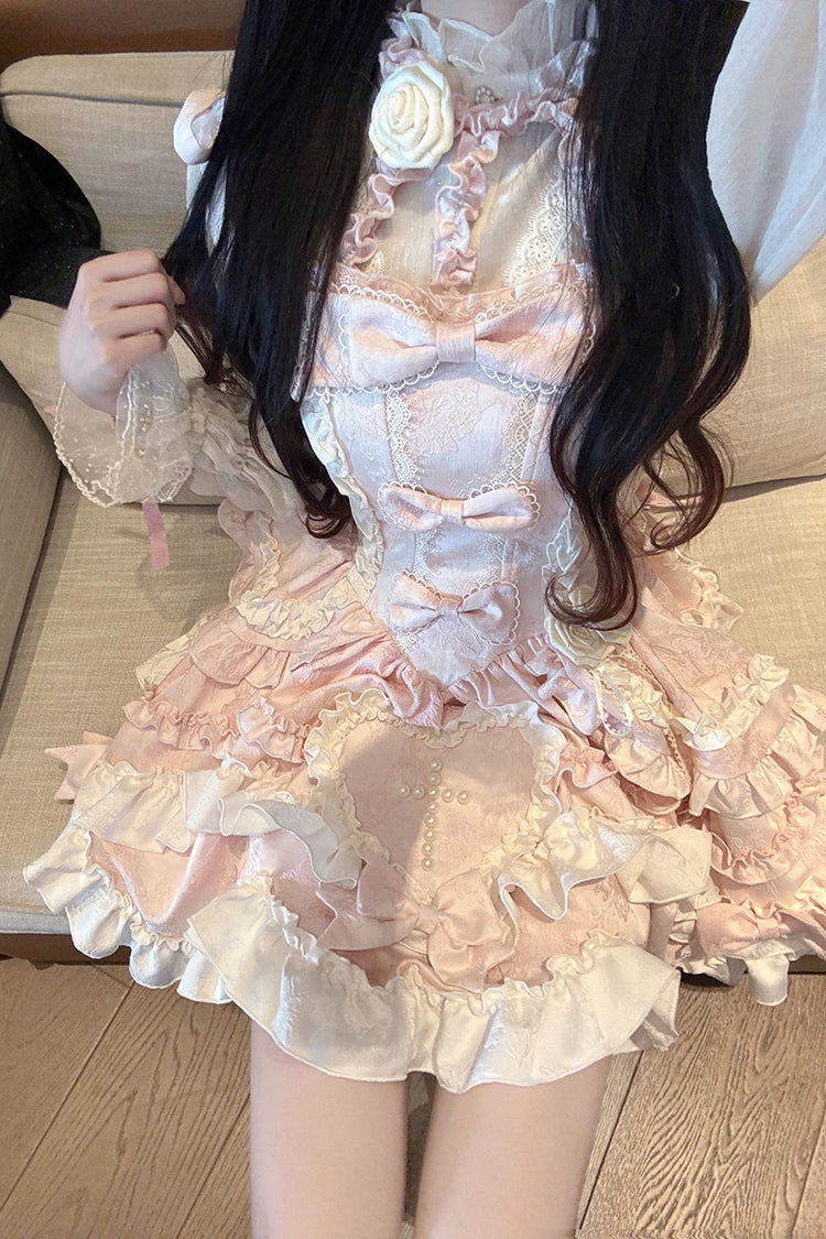 Sweet Lolita JSK - Heart Of Butterfly, Pink, Bow Detail, Ruffled, Embroidered - additional product view 7