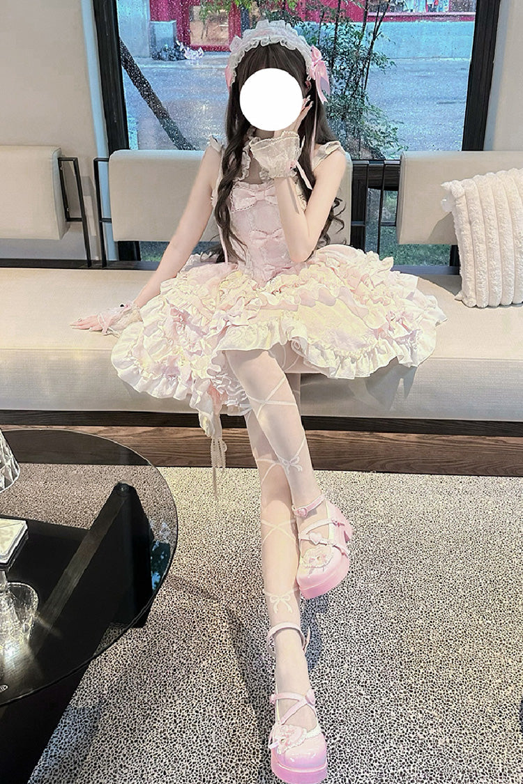 Sweet Lolita JSK - Heart Of Butterfly, Pink, Bow Detail, Ruffled, Embroidered - additional product view 9