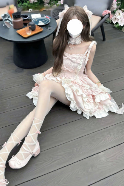 Sweet Lolita JSK - Heart Of Butterfly, Pink, Bow Detail, Ruffled, Embroidered - additional product view 10