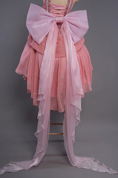 Sweet Lolita JSK - Humanoid Computer Angel, Pink, Detachable Detail, Bow Detail, Lace Trim - additional product view 5