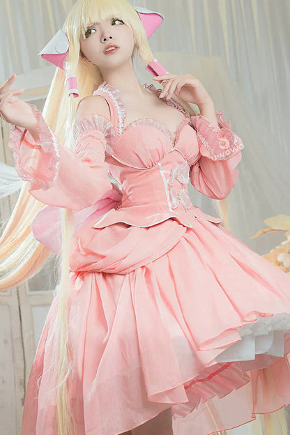 Sweet Lolita JSK - Humanoid Computer Angel, Pink, Detachable Detail, Bow Detail, Lace Trim - main product image