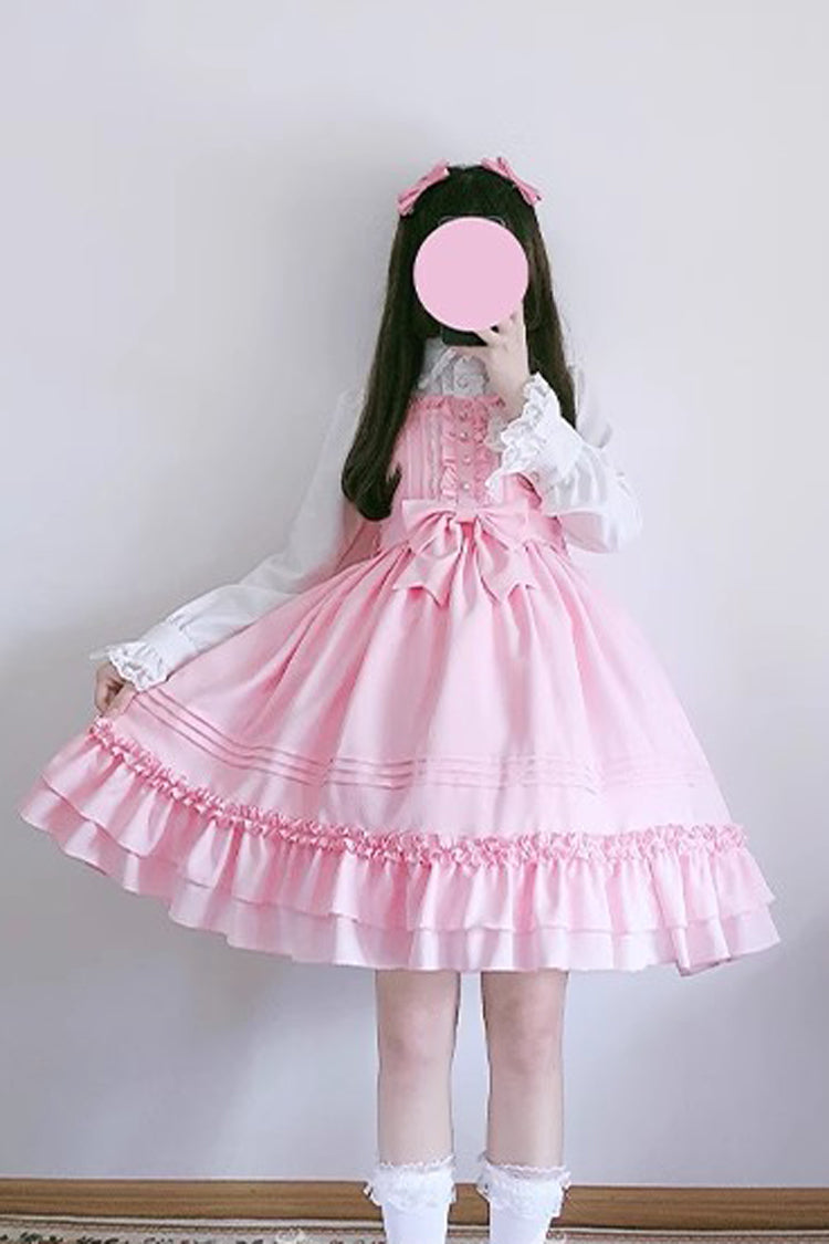 Sweet Lolita JSK - Ice Cream, 7 Colors, Ruffled, Bow Detail - Tea Party Jumper Dress - XS Pink / S Pink / M Pink option