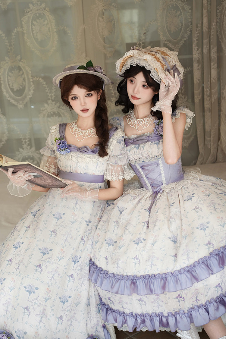 Sweet Lolita JSK - Iris Secrets, 2 Colors, Lace-Up, Bow Detail, Lace Trim - additional product view 2