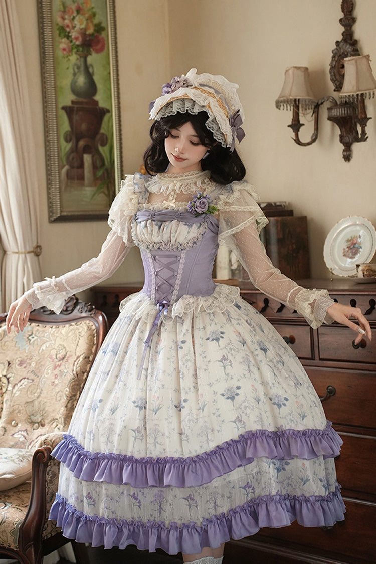 Sweet Lolita JSK - Iris Secrets, 2 Colors, Lace-Up, Bow Detail, Lace Trim - additional product view 3