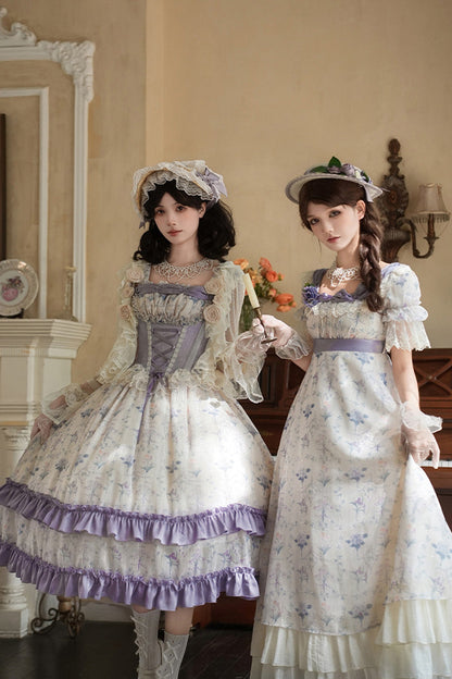 Sweet Lolita JSK - Iris Secrets, 2 Colors, Lace-Up, Bow Detail, Lace Trim - additional product view 4