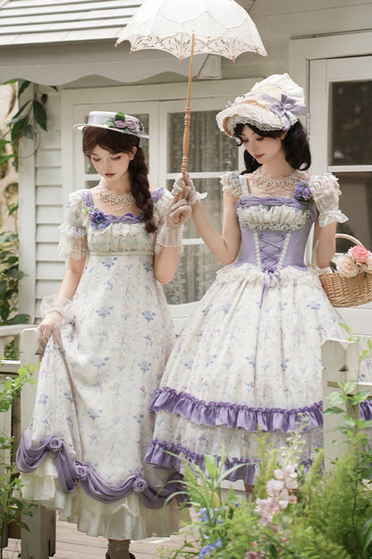 Sweet Lolita JSK - Iris Secrets, 2 Colors, Lace-Up, Bow Detail, Lace Trim - additional product view 7