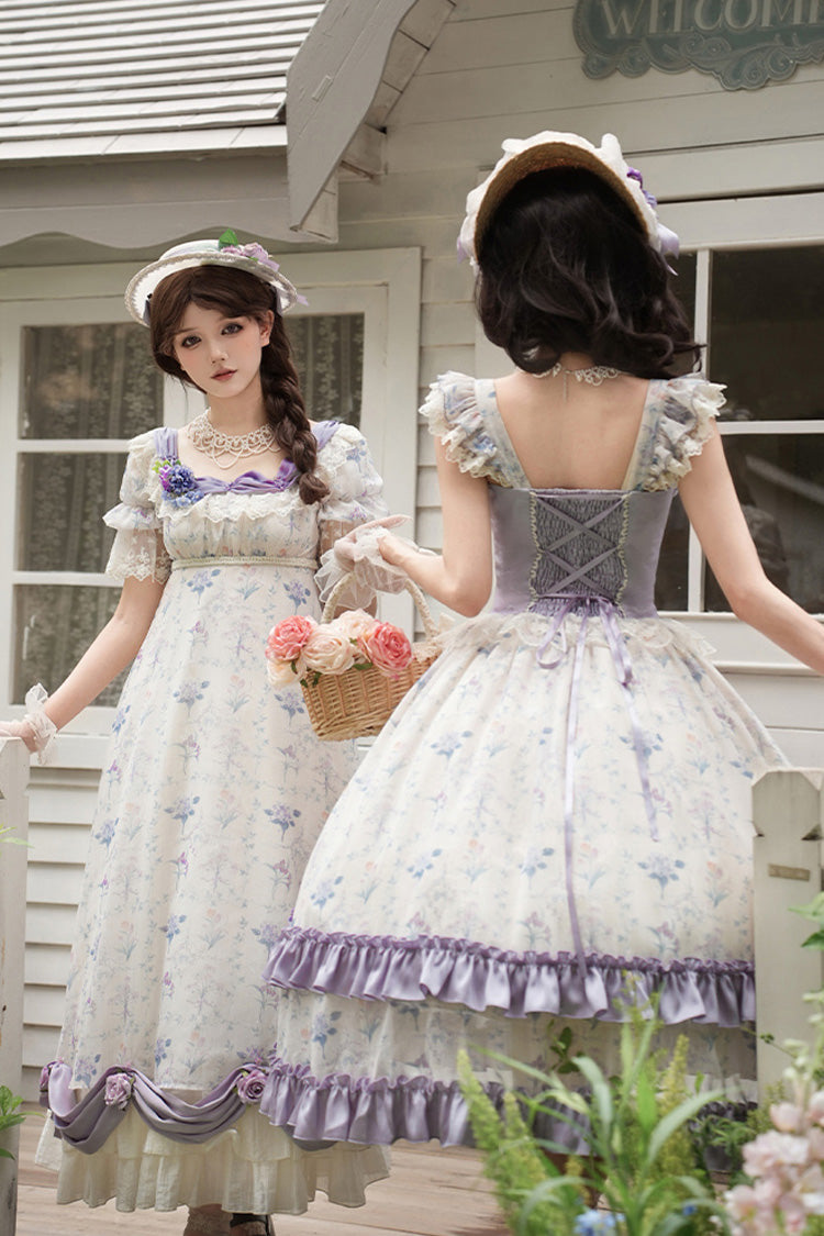 Sweet Lolita JSK - Iris Secrets, 2 Colors, Lace-Up, Bow Detail, Lace Trim - additional product view 15