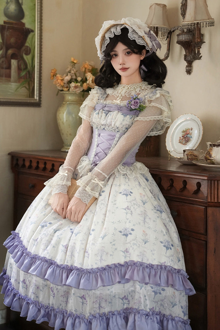 Sweet Lolita JSK - Iris Secrets, 2 Colors, Lace-Up, Bow Detail, Lace Trim - additional product view 16
