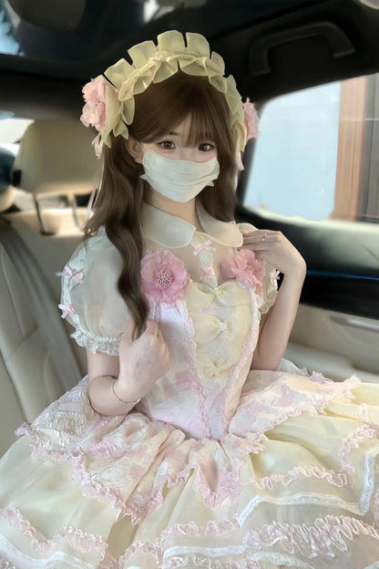 Sweet Lolita JSK - Jasmine Rain Print Stitching, 6 Colors, Printed, Lace Trim - additional product view 3