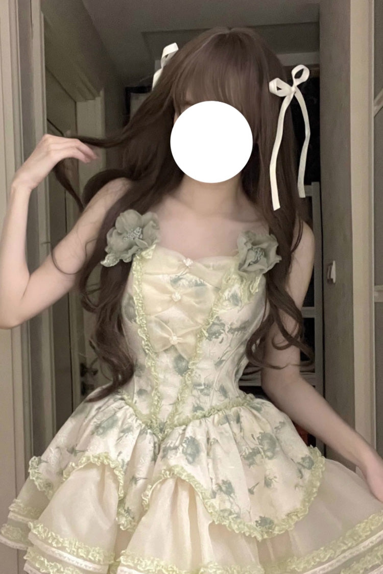 Sweet Lolita JSK - Jasmine Rain Print Stitching, 6 Colors, Printed, Lace Trim - additional product view 6
