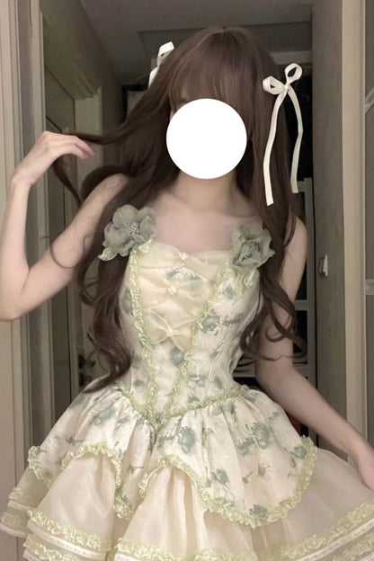Sweet Lolita JSK - Jasmine Rain Print Stitching, 6 Colors, Printed, Lace Trim - additional product view 6
