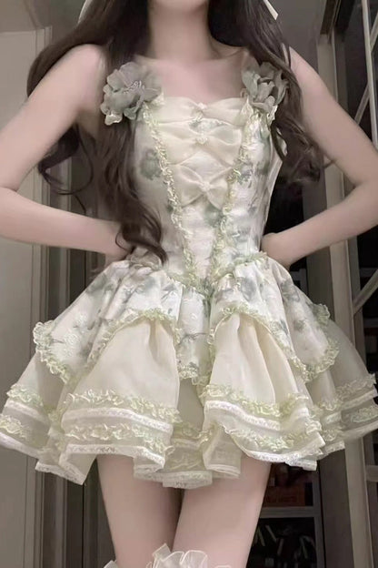 Sweet Lolita JSK - Jasmine Rain Print Stitching, 6 Colors, Printed, Lace Trim - additional product view 7