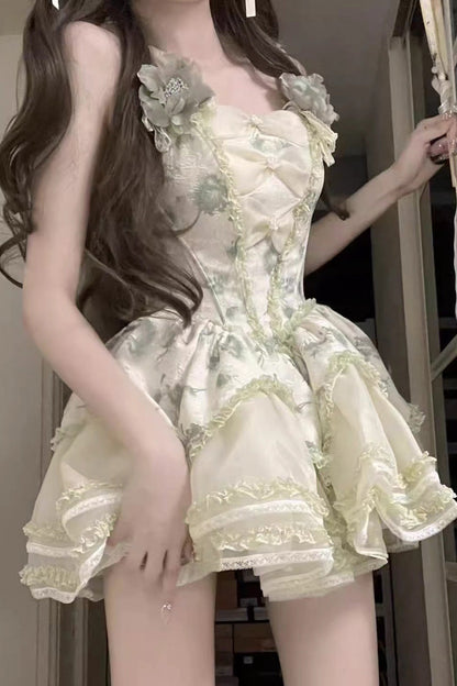 Sweet Lolita JSK - Jasmine Rain Print Stitching, 6 Colors, Printed, Lace Trim - additional product view 8