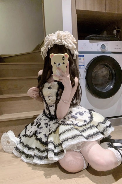 Sweet Lolita JSK - Jasmine Rain Print Stitching, 6 Colors, Printed, Lace Trim - additional product view 13