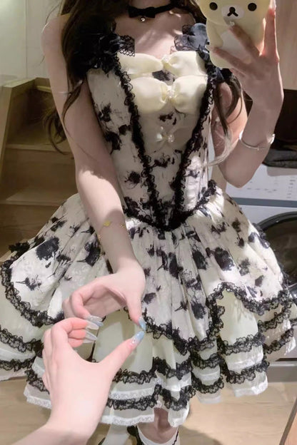 Sweet Lolita JSK - Jasmine Rain Print Stitching, 6 Colors, Printed, Lace Trim - additional product view 14