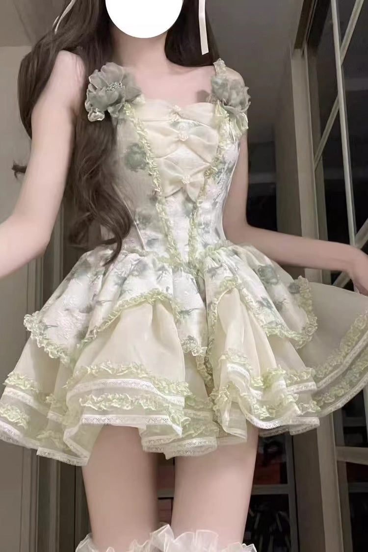 Sweet Lolita JSK - Jasmine Rain Print Stitching, 6 Colors, Printed, Lace Trim - main product image