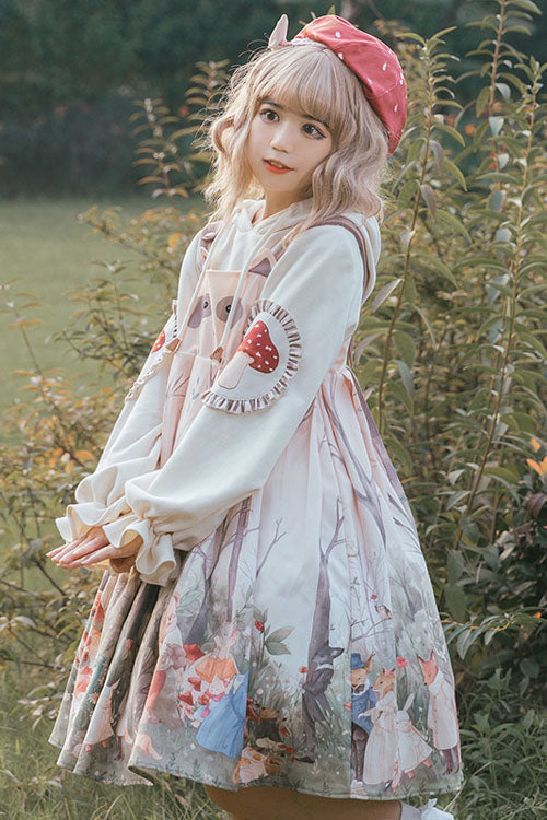 Sweet Lolita JSK - Light Pink Raccoon Print And, Pink, High Waist, Printed - additional product view 2