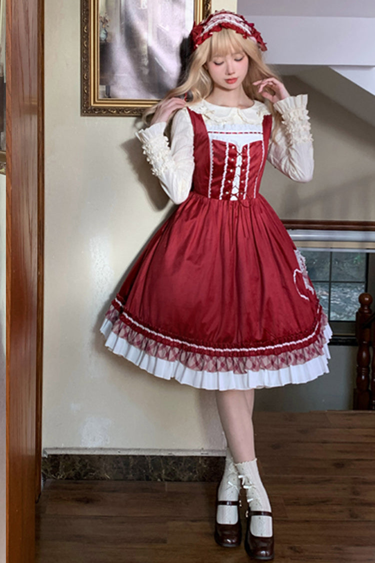 Sweet Lolita JSK - Little Red Riding Hood, Red, Ruffled, Bow Detail - additional product view 4