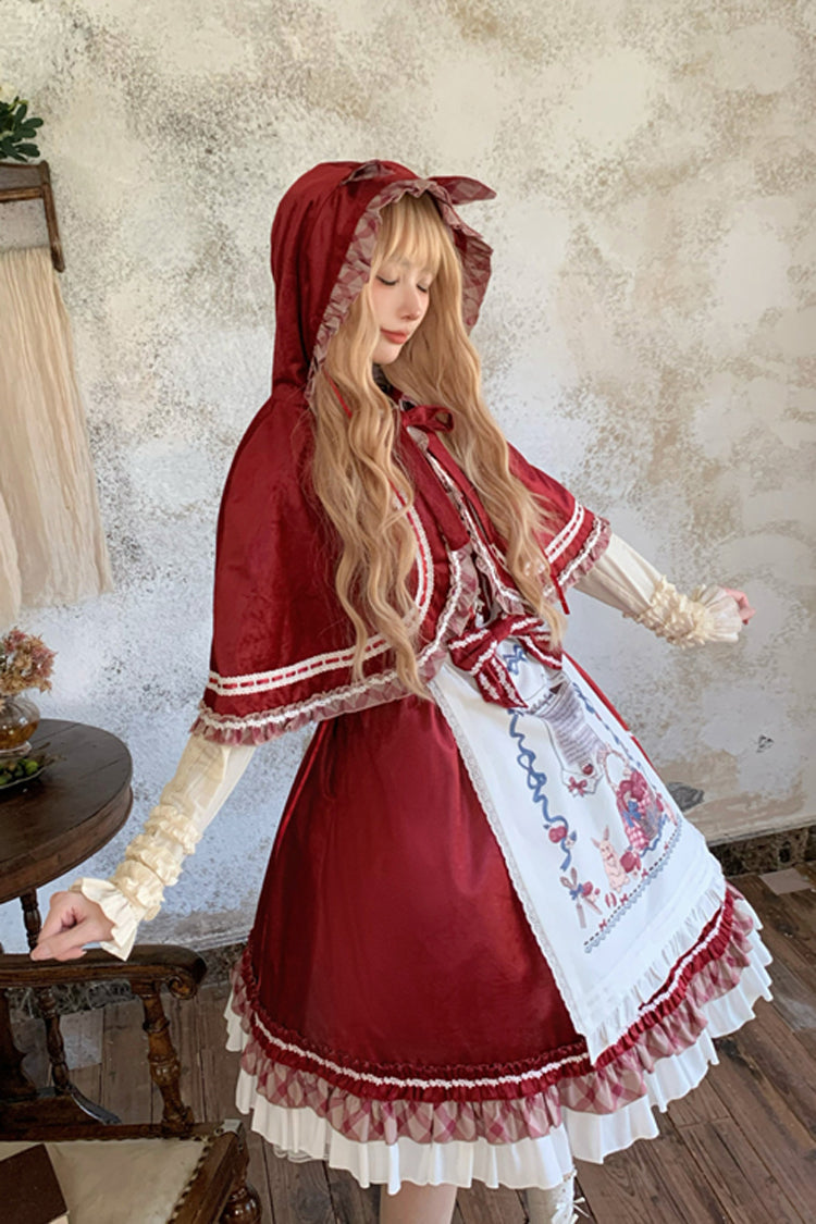 Sweet Lolita JSK - Little Red Riding Hood, Red, Ruffled, Bow Detail - additional product view 6