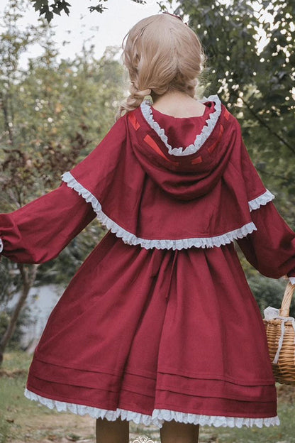 Sweet Lolita JSK - Little Red Riding Hood, Red, Ruffled, Printed, Bow Detail - additional product view 8