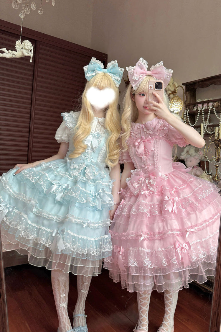 Sweet Lolita JSK - Lotus Butterfly Heart, Pink, Lace Trim, Ruffled, Layered - additional product view 7