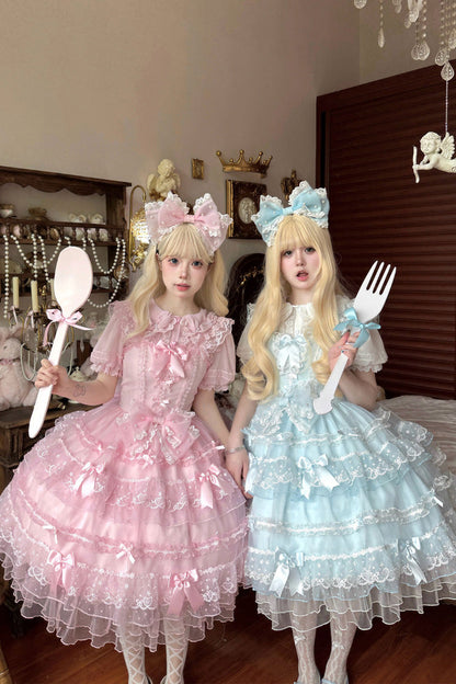 Sweet Lolita JSK - Lotus Butterfly Heart, Pink, Lace Trim, Ruffled, Layered - additional product view 8