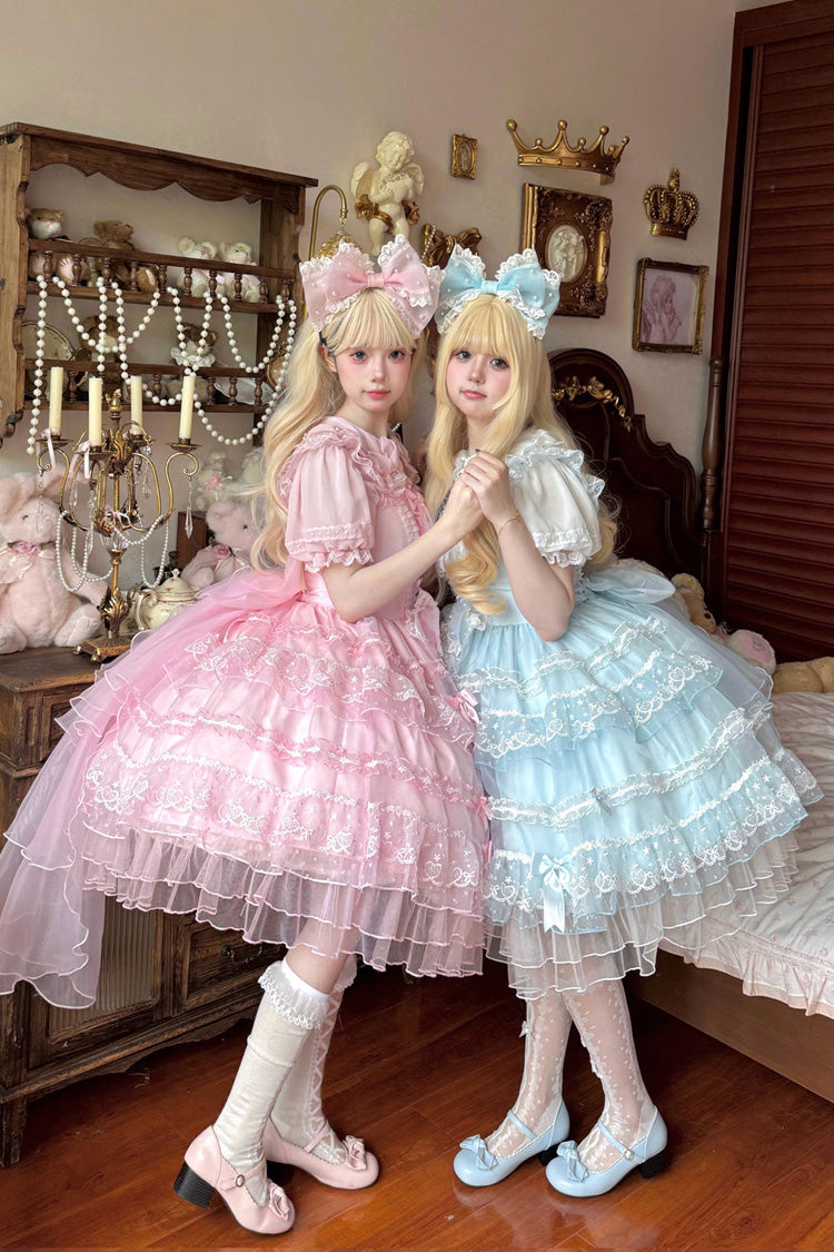 Sweet Lolita JSK - Lotus Butterfly Heart, Pink, Lace Trim, Ruffled, Layered - additional product view 9