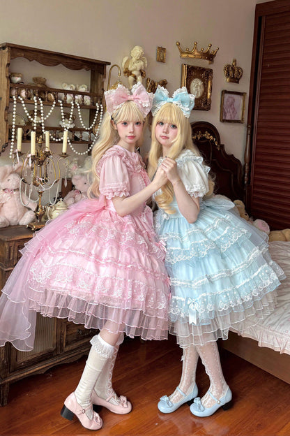 Sweet Lolita JSK - Lotus Butterfly Heart, Pink, Lace Trim, Ruffled, Layered - additional product view 9