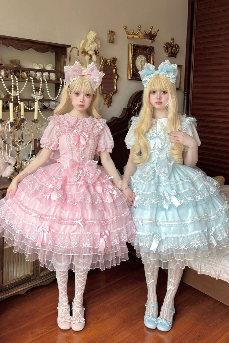 Sweet Lolita JSK - Lotus Butterfly Heart, Pink, Lace Trim, Ruffled, Layered - additional product view 10