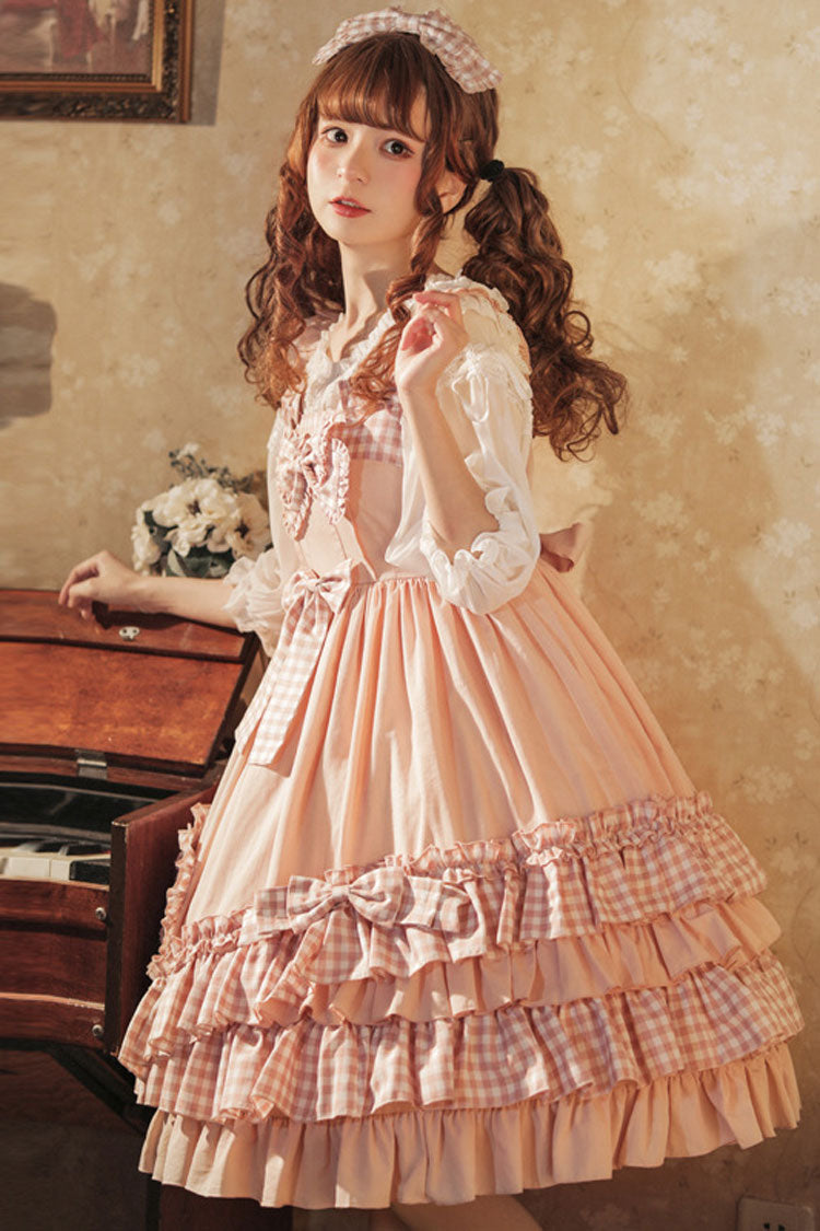 Sweet Lolita JSK - Love Heart Shape Pockets, Pink, Ruffled, Bow Detail - additional product view 2