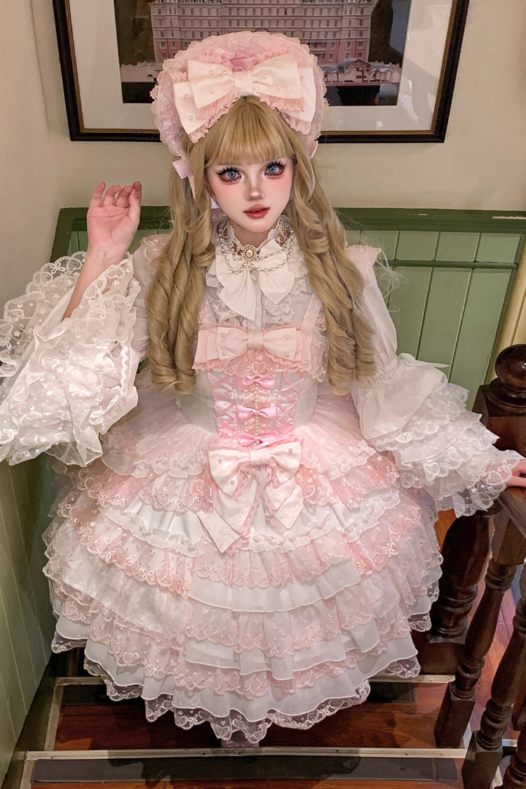 Sweet Lolita JSK - Love Overture, 2 Colors, Bow Detail, Lace Trim, Ruffled - additional product view 4