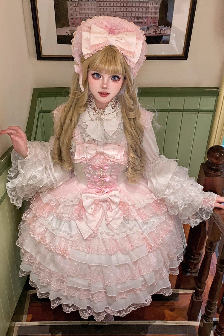 Sweet Lolita JSK - Love Overture, 2 Colors, Bow Detail, Lace Trim, Ruffled - additional product view 5