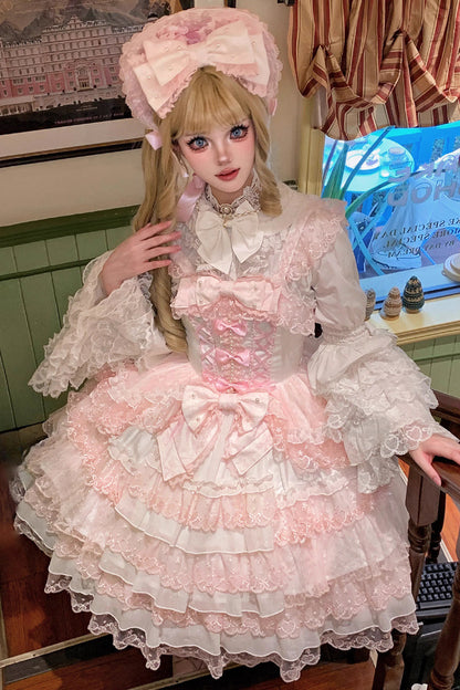 Sweet Lolita JSK - Love Overture, 2 Colors, Bow Detail, Lace Trim, Ruffled - additional product view 7