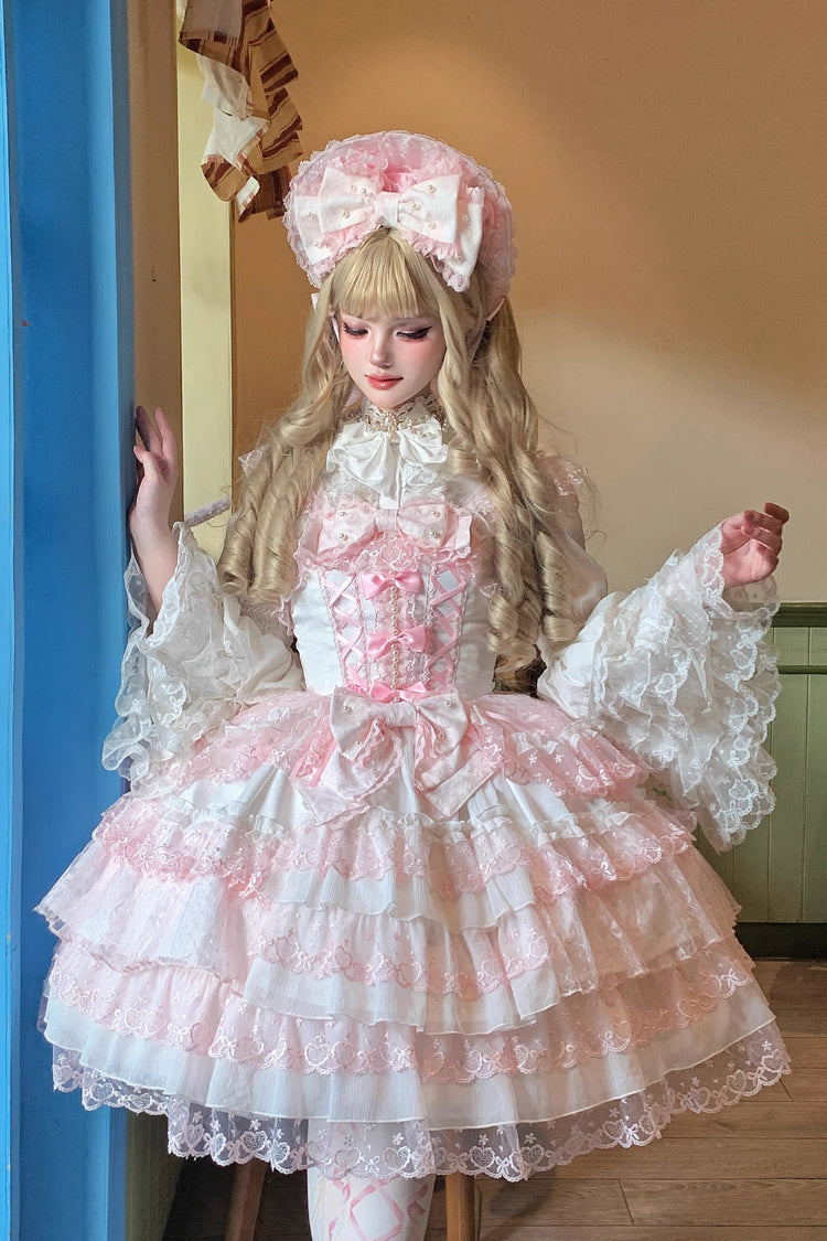 Sweet Lolita JSK - Love Overture, 2 Colors, Bow Detail, Lace Trim, Ruffled - additional product view 8