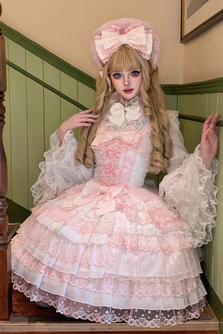 Sweet Lolita JSK - Love Overture, 2 Colors, Bow Detail, Lace Trim, Ruffled - additional product view 9