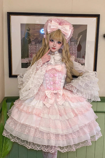 Sweet Lolita JSK - Love Overture, 2 Colors, Bow Detail, Lace Trim, Ruffled - main product image