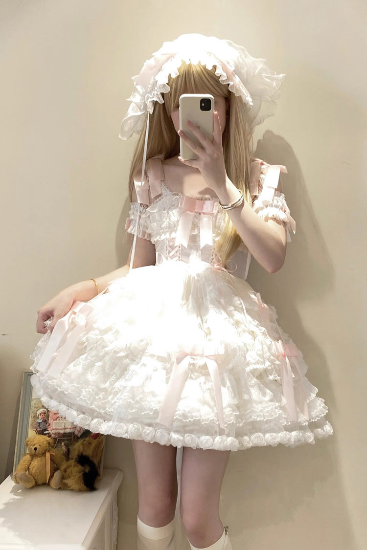 Sweet Lolita JSK - Love Song Multi-layered, 3 Colors, Ruffled, Bow Detail, Lace Trim - additional product view 2