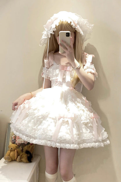 Sweet Lolita JSK - Love Song Multi-layered, 3 Colors, Ruffled, Bow Detail, Lace Trim - additional product view 2