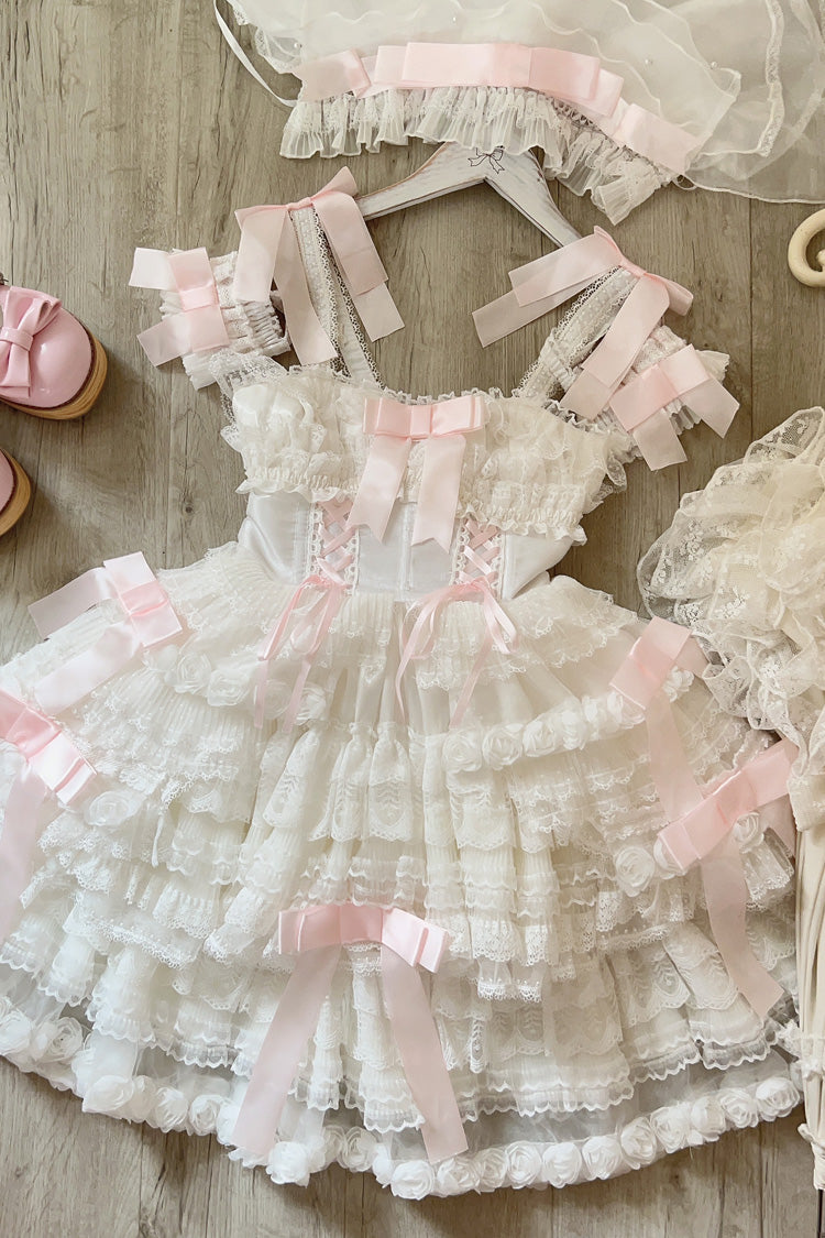 Sweet Lolita JSK - Love Song Multi-layered, 3 Colors, Ruffled, Bow Detail, Lace Trim - additional product view 4