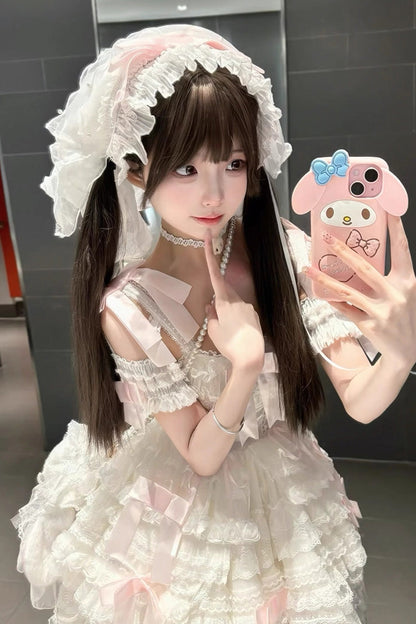 Sweet Lolita JSK - Love Song Multi-layered, 3 Colors, Ruffled, Bow Detail, Lace Trim - additional product view 5