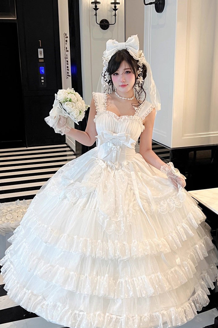 Sweet Lolita JSK - Maiden Lace, White, Lace Trim, Ruffled, Layered - additional product view 2