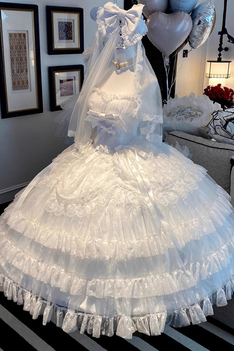 Sweet Lolita JSK - Maiden Lace, White, Lace Trim, Ruffled, Layered - additional product view 6