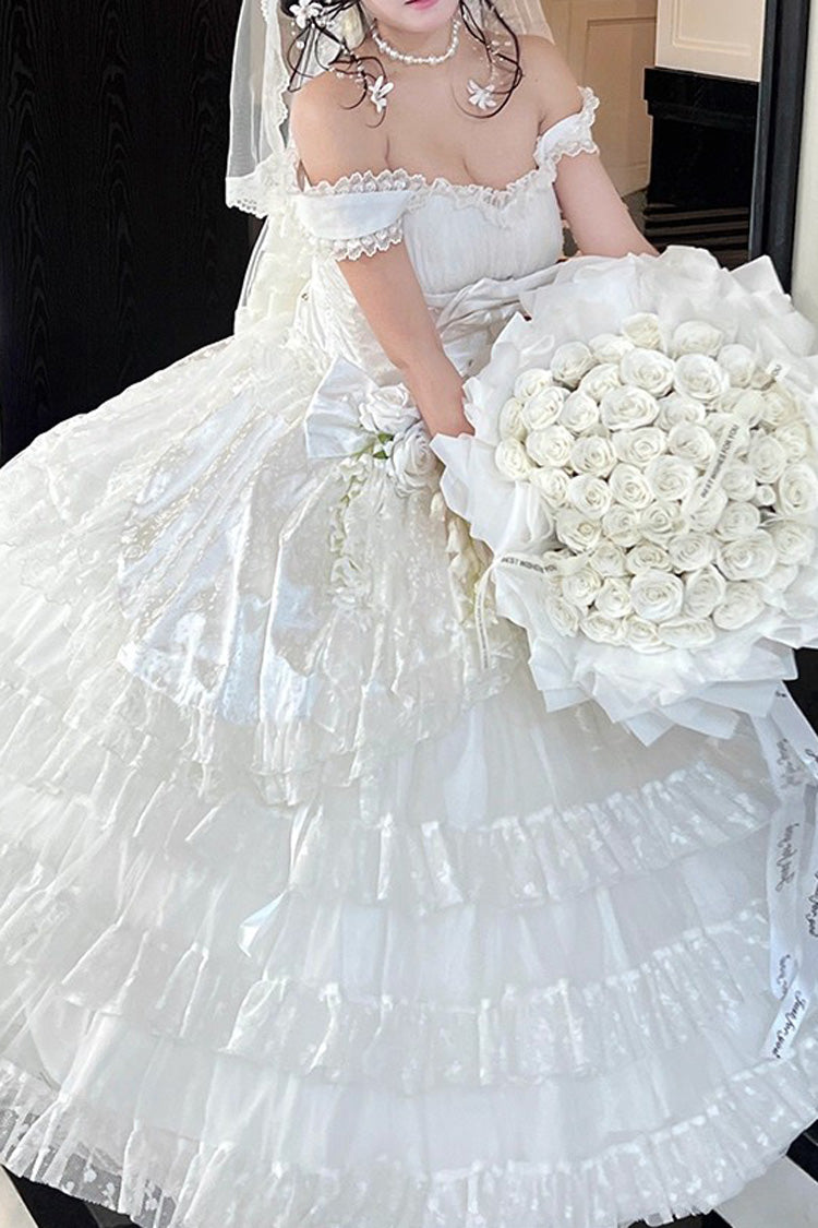 Sweet Lolita JSK - Maiden Lace, White, Lace Trim, Ruffled, Layered - additional product view 8