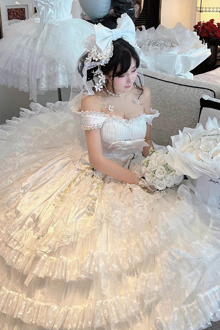 Sweet Lolita JSK - Maiden Lace, White, Lace Trim, Ruffled, Layered - additional product view 9