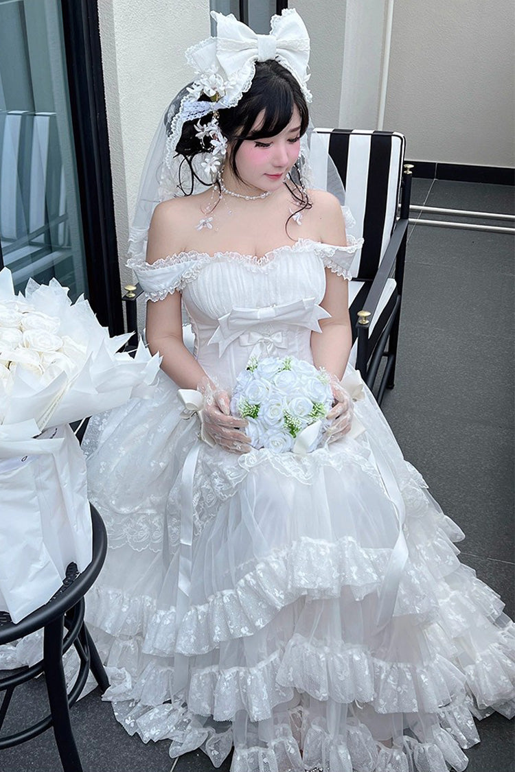 Sweet Lolita JSK - Maiden Lace, White, Lace Trim, Ruffled, Layered - additional product view 10