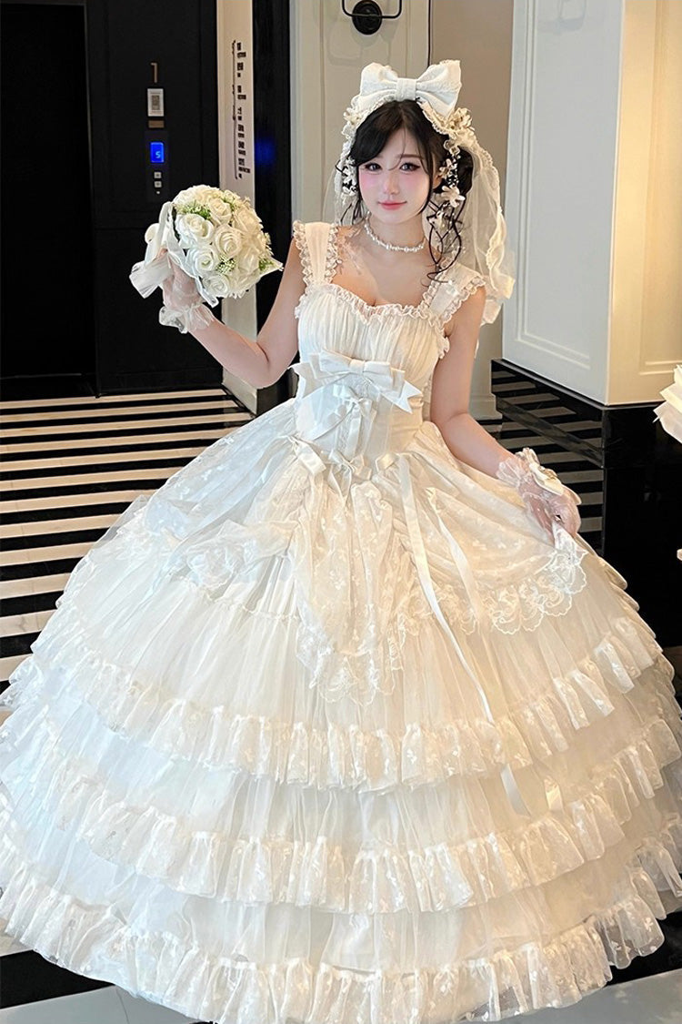 Sweet Lolita JSK - Maiden Lace, White, Lace Trim, Ruffled, Layered - main product image