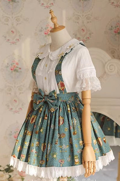 Sweet Lolita JSK - Mechanical Balloon, 2 Colors, Bow Detail, Lace Trim, Printed - additional product view 3