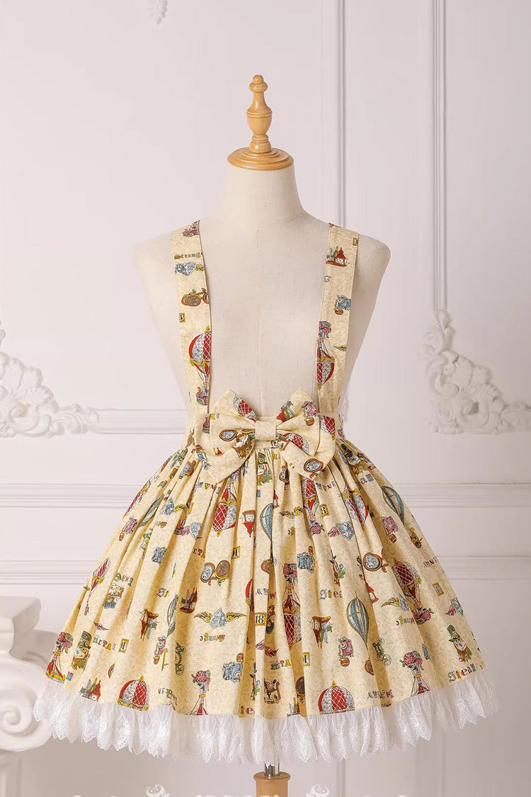 Sweet Lolita JSK - Mechanical Balloon, 2 Colors, Bow Detail, Lace Trim, Printed - additional product view 6