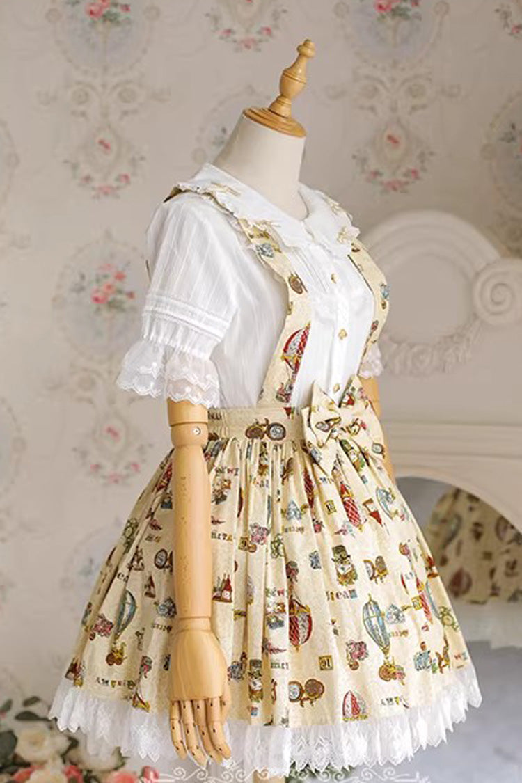 Sweet Lolita JSK - Mechanical Balloon, 2 Colors, Bow Detail, Lace Trim, Printed - additional product view 7